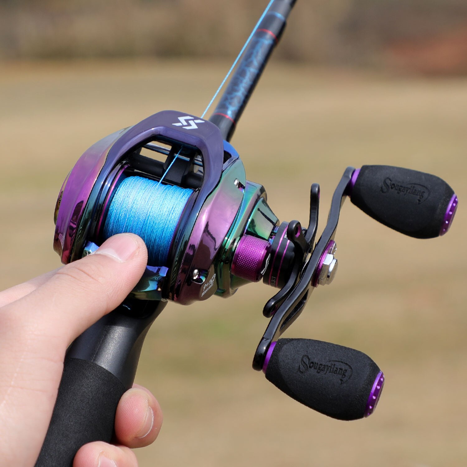 Barras y carretes de pesca Sougayilang, caña de carbono de 5 secciones, carrete de Baitcasting, conjunto de varillas de pesca de viaje con Kits completos, bolsa de transporte