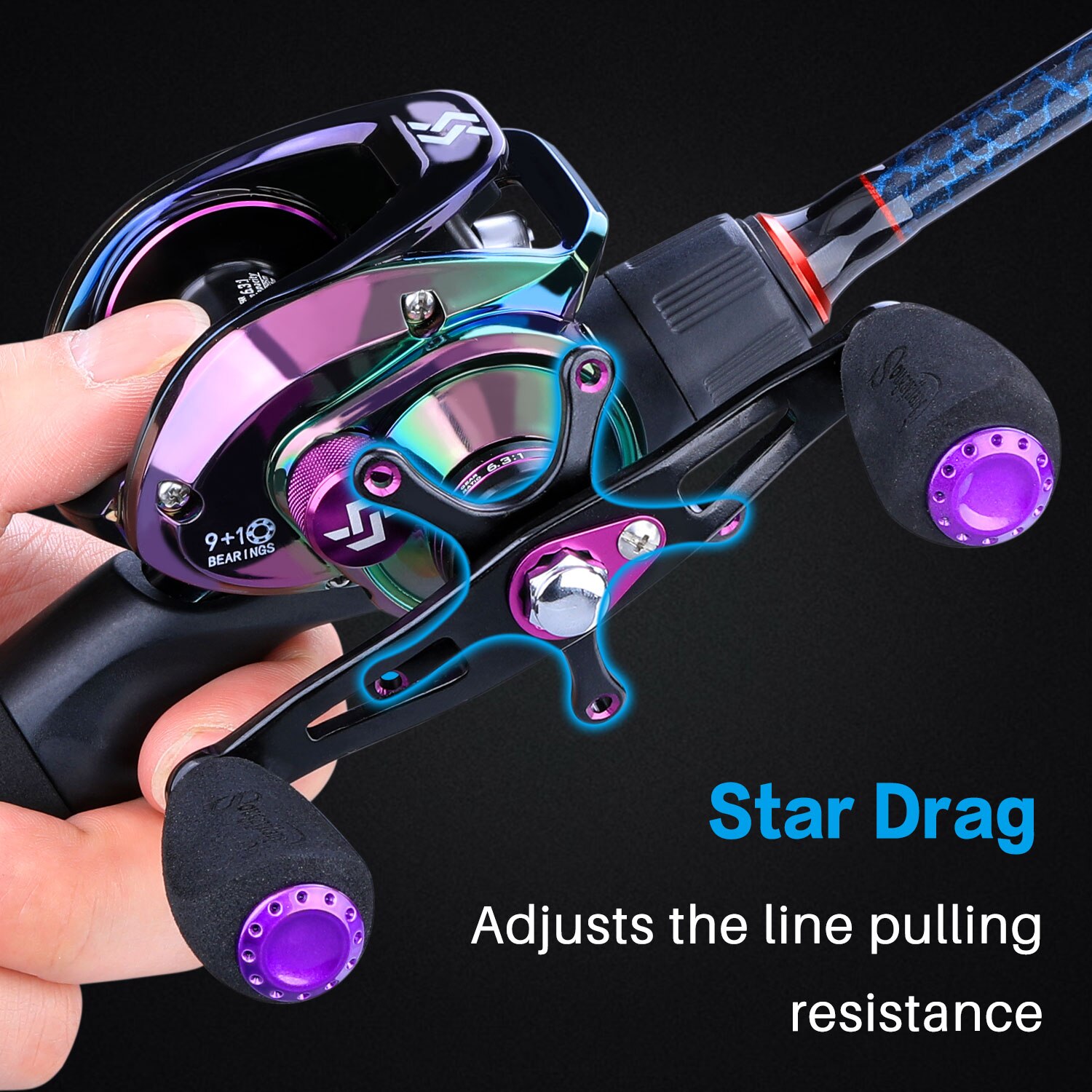 Barras y carretes de pesca Sougayilang, caña de carbono de 5 secciones, carrete de Baitcasting, conjunto de varillas de pesca de viaje con Kits completos, bolsa de transporte